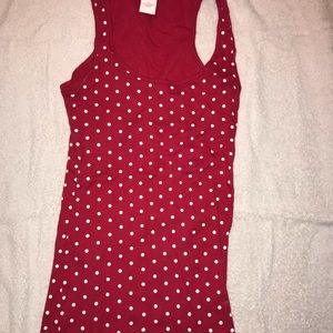 Red with white dots tank